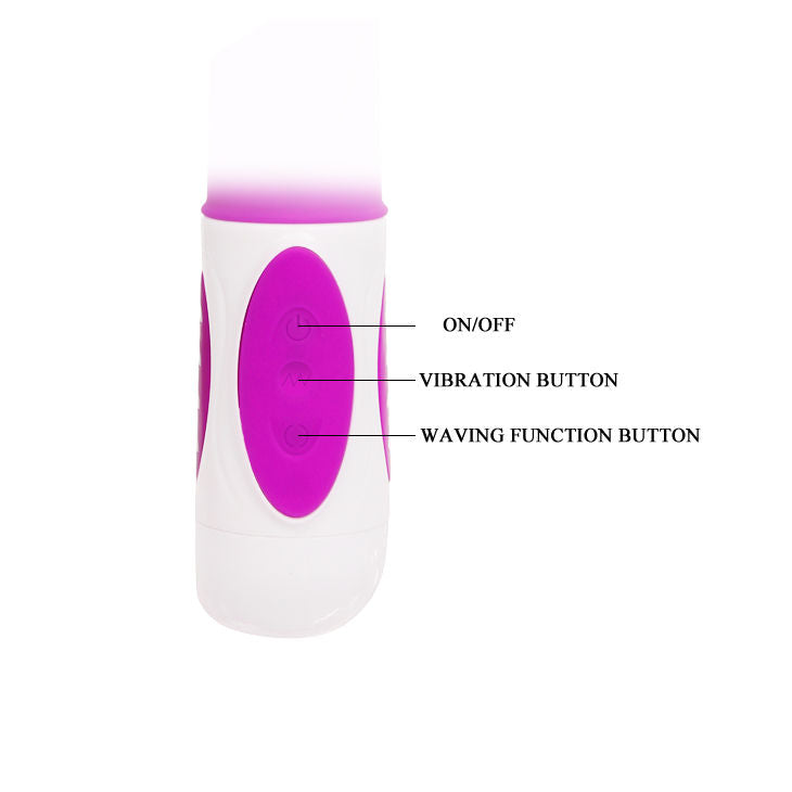 Close-up of the PRETTY LOVE Vibrador Rabbit SMART HUGH Lilás showing its ergonomic design and dual stimulators.