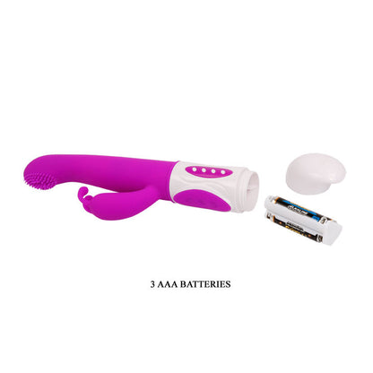 Close-up of the PRETTY LOVE Vibrador Rabbit SMART HUGH Lilás showing its ergonomic design and dual stimulators.