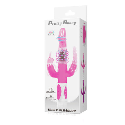 Vibrador triplo rotador BAILE Pretty Bunny com estimulação múltipla e toque suave.