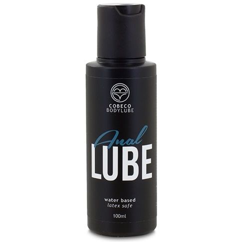 Frasco de COBECO Lubrificante Anal Base Água 100ml, ideal para conforto e prazer íntimo.