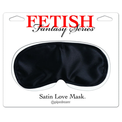 Máscara de Amor FETISH FANTASY SERIES em cetim preto para jogos sensuais.