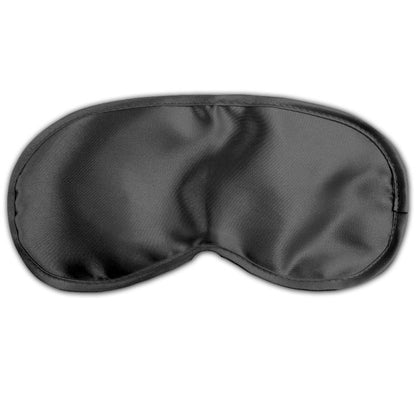 Máscara de Amor FETISH FANTASY SERIES em cetim preto para jogos sensuais.