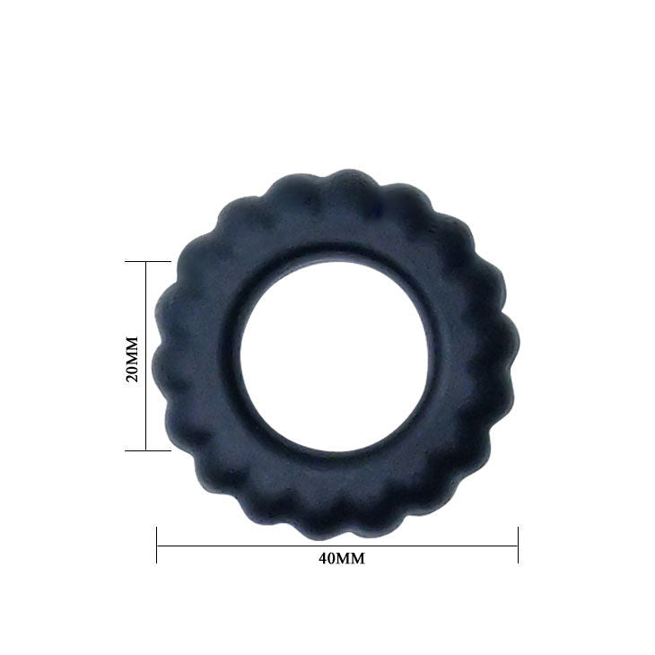 Anel Peniano BAILE Titan Preto 2 cm em silicone flexível para ereções duradouras e prazer intenso.