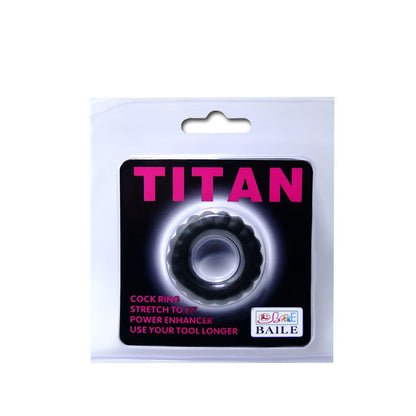 Anel Peniano BAILE Titan Preto 2 cm em silicone flexível para ereções duradouras e prazer intenso.