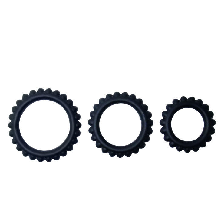 Conjunto Titan 3 Anéis Penianos BAILE Preto em silicone macio para ereção e prazer prolongado