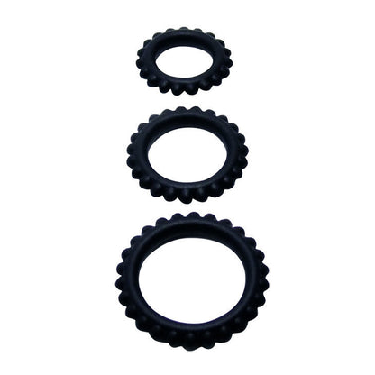 Conjunto Titan 3 Anéis Penianos BAILE Preto em silicone macio para ereção e prazer prolongado