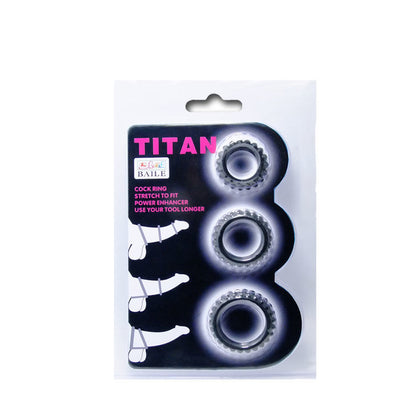 Conjunto Titan 3 Anéis Penianos BAILE Preto em silicone macio para ereção e prazer prolongado