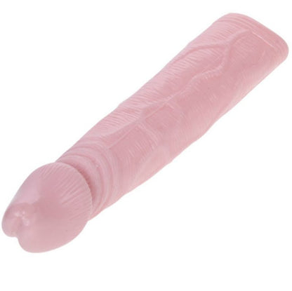 Extensor Peniano Vibratório Baile Toys em TPR, detalhe da vibração na ponta e extensão de 18cm.