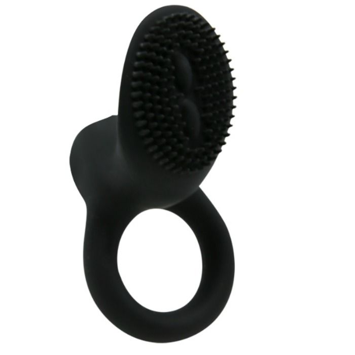 Anel Vibrador PRETTY LOVE Cobra Preto, detalhe da textura em silicone e formato ergonómico.