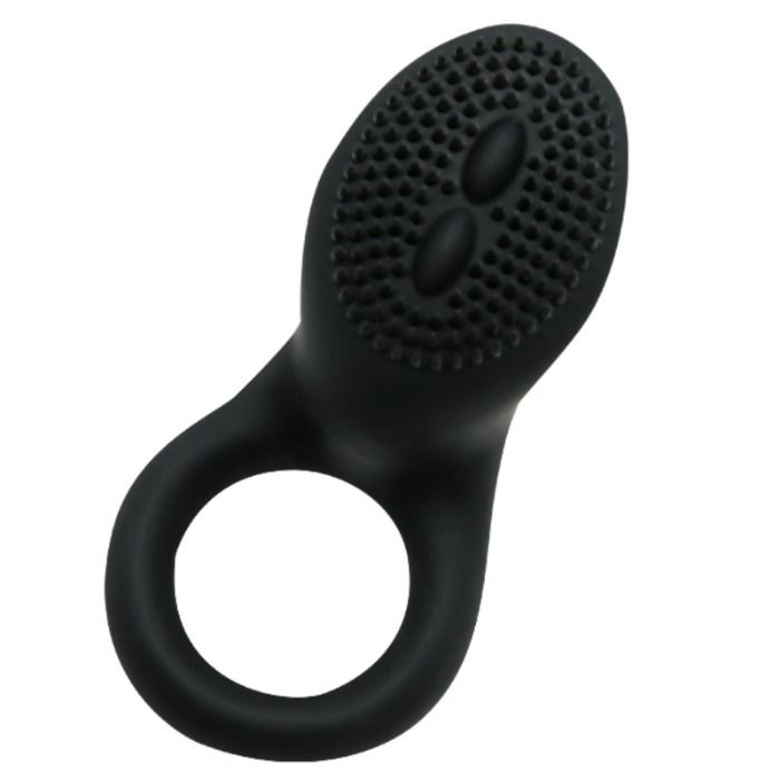 Anel Vibrador PRETTY LOVE Cobra Preto, detalhe da textura em silicone e formato ergonómico.