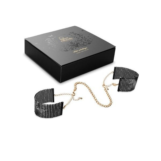 Detalhe das Algemas de Malha Metálica BIJOUX Désir Métallique Preto, mostrando a textura e o fecho.