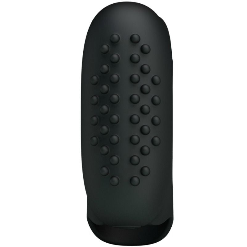 PRETTY LOVE Dedal de Vibração Texturizado Preto, design ergonómico para estimulação manual.