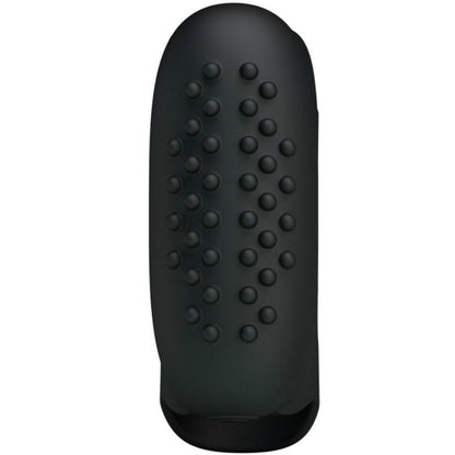 PRETTY LOVE Dedal de Vibração Texturizado Preto, design ergonómico para estimulação manual.