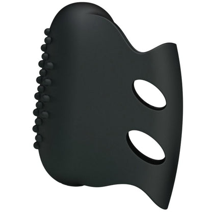 PRETTY LOVE Dedal de Vibração Texturizado Preto, design ergonómico para estimulação manual.