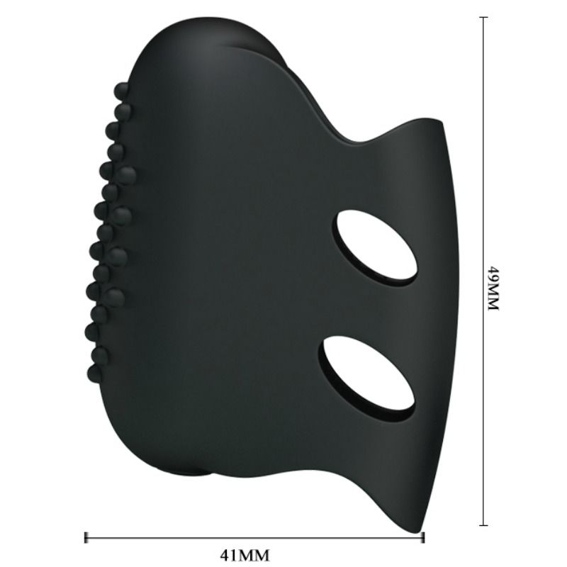PRETTY LOVE Dedal de Vibração Texturizado Preto, design ergonómico para estimulação manual.