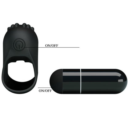 PRETTY LOVE Dedal de Vibração Texturizado Preto, design ergonómico para estimulação manual.