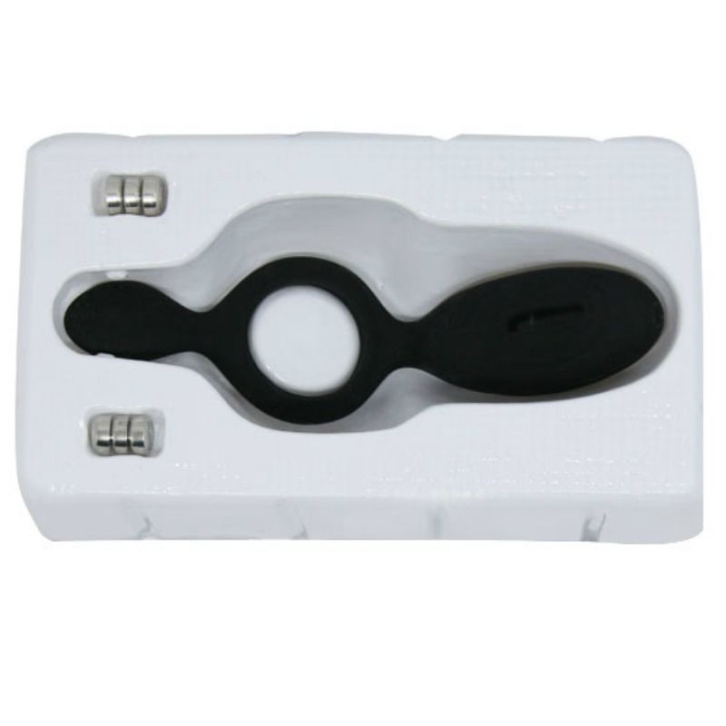 Anel vibrador PRETTY LOVE Ethel com estimulador clitoriano, feito de silicone preto.