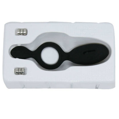 Anel vibrador PRETTY LOVE Ethel com estimulador clitoriano, feito de silicone preto.