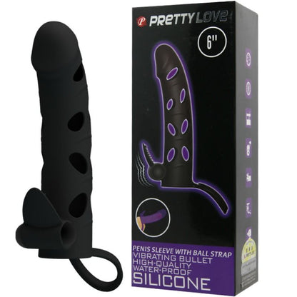 Capa de silicone vibratória PRETTY LOVE 15.2 CM para aumento e estimulação