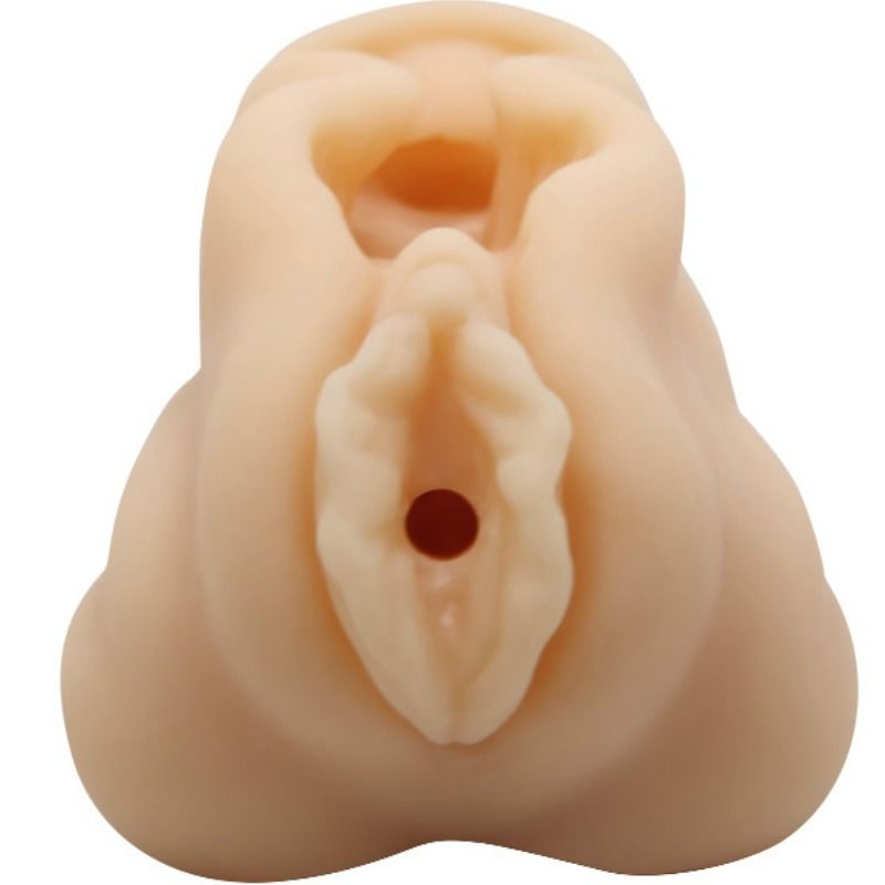Mini Masturbador Masculino BAILE com design de lábios vaginais e túnel texturizado para uma experiência realista.