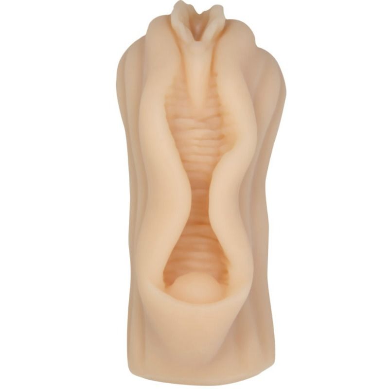 Mini Masturbador Masculino BAILE com design de lábios vaginais e túnel texturizado para uma experiência realista.