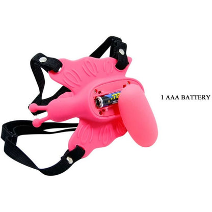 Close-up do Arnês Vibrante Borboleta BAILE, mostrando o design e o vibrador.