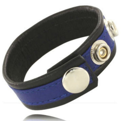 Arnés Peneano de Cuero Ajustable para Pene Azul-Negro