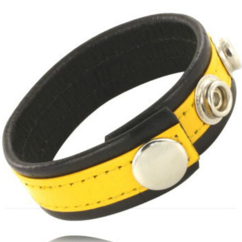 Arnés Pene de Cuero Ajustable Amarillo-Negro