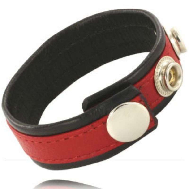 Cinturón de Cuero Ajustable para Pene - Rojo y Negro