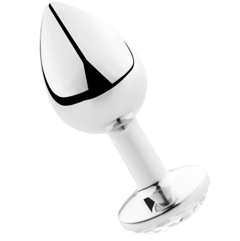Plug anal SECRETPLAY de alumínio transparente de 8cm para estimulação anal.