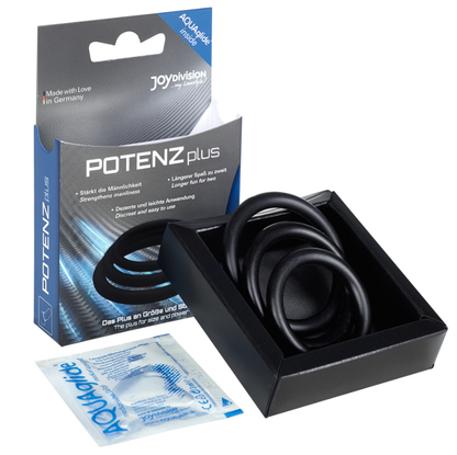 Anillo para Pene POTENZDUO - Plus Conjunto de 3 Anillos Negros - S, M, L