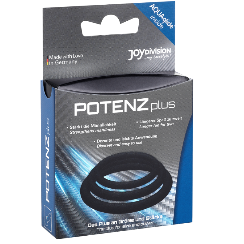 Anillo para Pene POTENZDUO - Plus Conjunto de 3 Anillos Negros - S, M, L