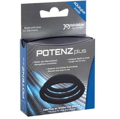 Anillo para Pene POTENZDUO - Plus Conjunto de 3 Anillos Negros - S, M, L