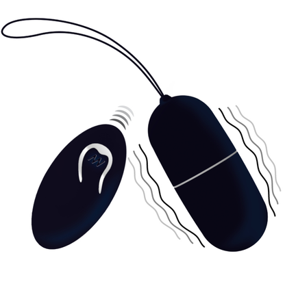 INTENSE Flippy I Vibrador Ovo com Controle Remoto em silicone preto, mostrando seu design compacto e elegante.