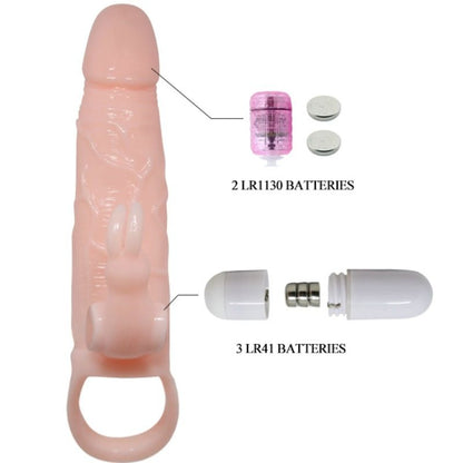 Capa para Pénis Vibratória BAILE Brave Man com Coelho e Motor Duplo de 16.5 cm para prazer intenso.