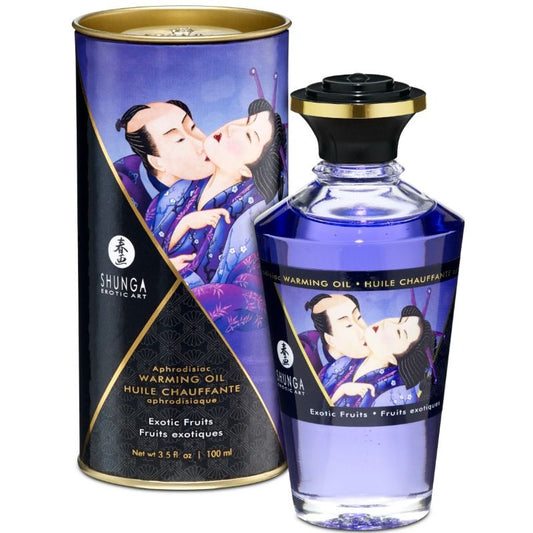 Embalagem do Óleo de Massagem SHUNGA Efeito Calor Sabor Frutas Exóticas 100 ML