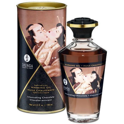 Frasco de Óleo de Massagem Shunga com Efeito Calor e Sabor a Chocolate 100ml