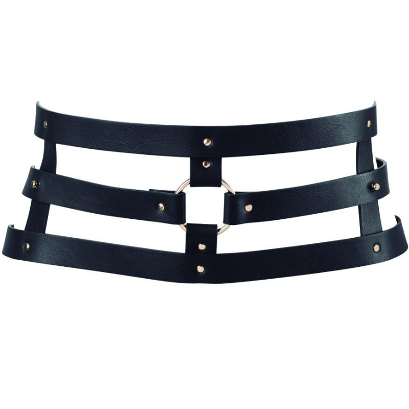 Cinto BIJOUX INDISCRETS Maze Belt preto, um acessório de moda que se transforma em algemas.