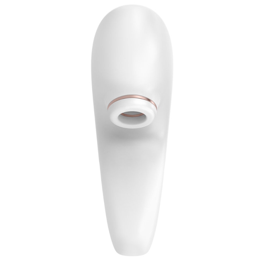 Close-up of the Satisfyer Pro 4 Casais Edição 2020, showing its ergonomic design and silicone head for dual stimulation.