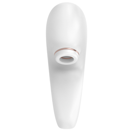 Close-up of the Satisfyer Pro 4 Casais Edição 2020, showing its ergonomic design and silicone head for dual stimulation.