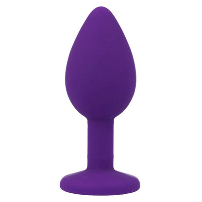 Close-up do INTENSE Plug Anal de Silicone Macio com Base Diamante Lilás, mostrando sua textura e formato ergonómico.