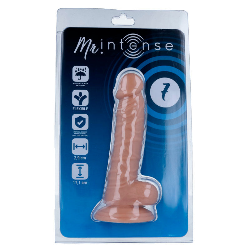 Mr. Intense Dildo Realista com Ventosa, mostrando a textura e o formato ergonômico.