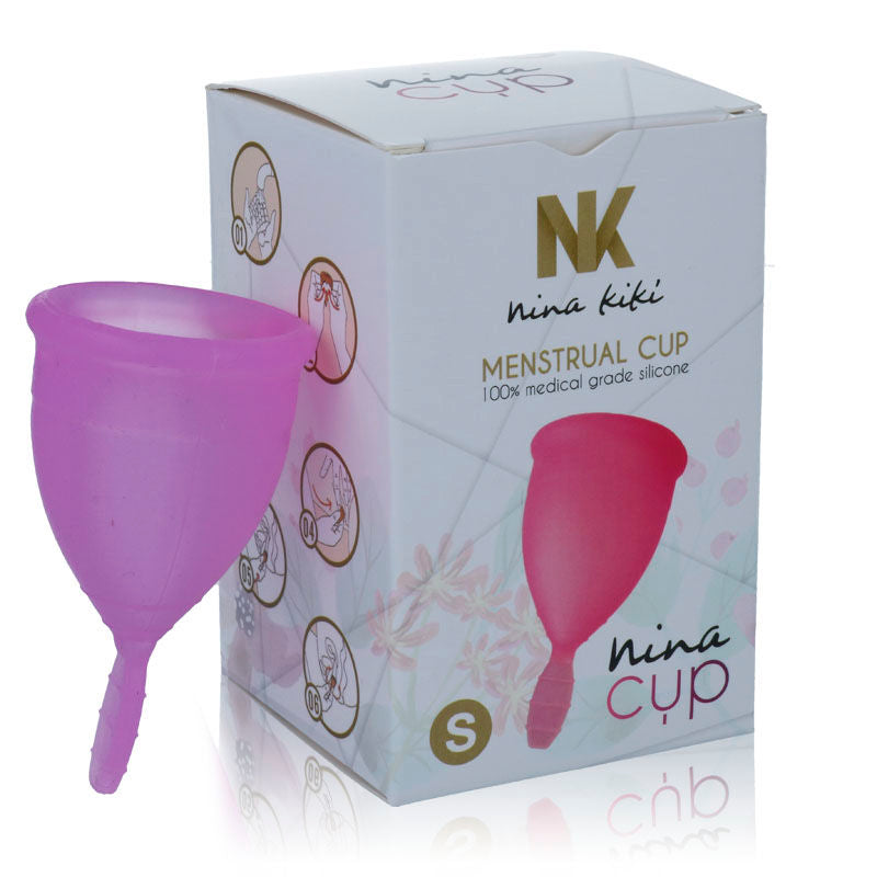 Copo Menstrual NINA KIKÍ Roxo Tamanho S para higiene íntima feminina