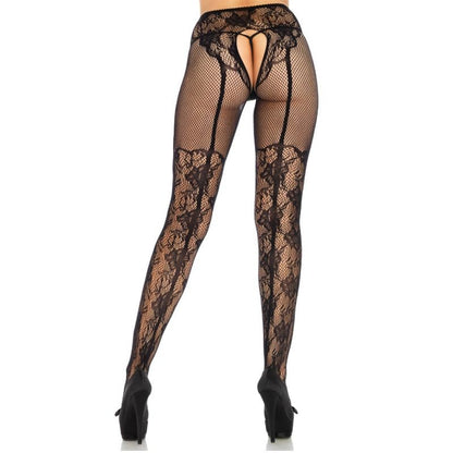 LEG AVENUE - DISEÑO DE MEDIA FLOR, GIRO SIN ENTREPIERNA, TALLA ÚNICA