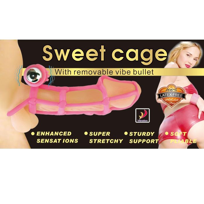 Imagem do BAILE Capa e Anel Vibratório para Pénis em Silicone Rosa, detalhando suas características e textura.
