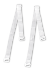Close-up of the 'BYE-BRA Alças de Sutiã Transparentes Reutilizáveis 10mm' showing its clear material and adjustability.