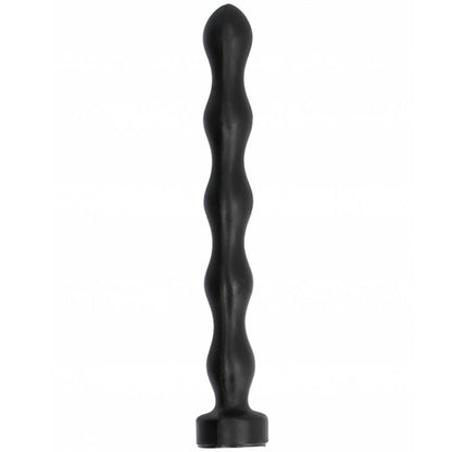 Close-up do ALL BLACK Plug Anal Bola 32 CM, mostrando seu design alongado e formato de bola com variação de largura.