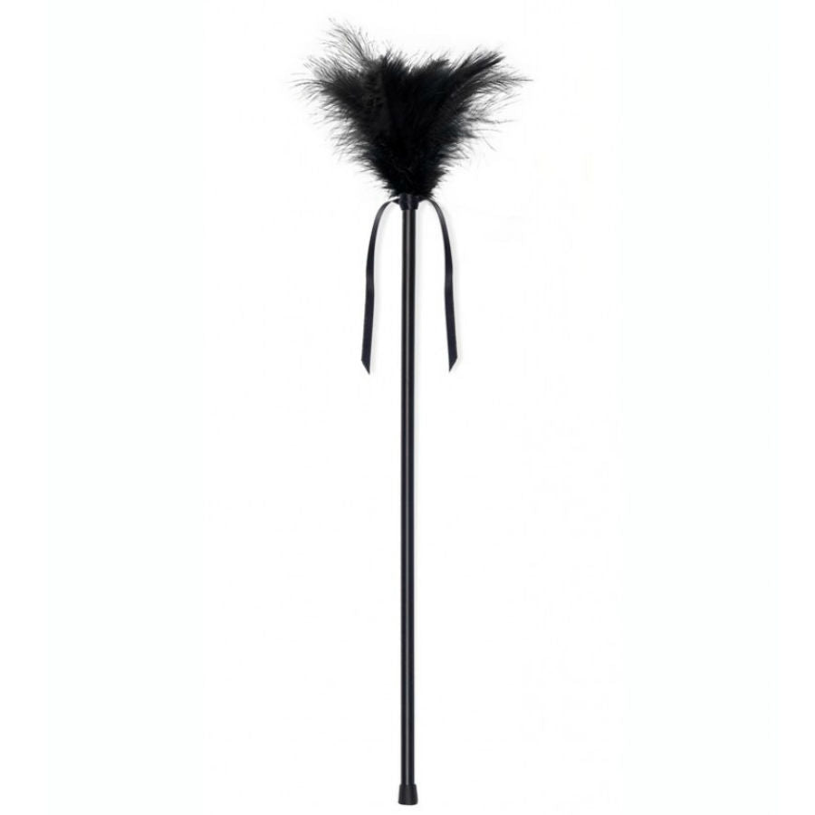 SECRETPLAY Pluma de Carícias Eróticas Penas Negras 40 CM para estimulação sensual