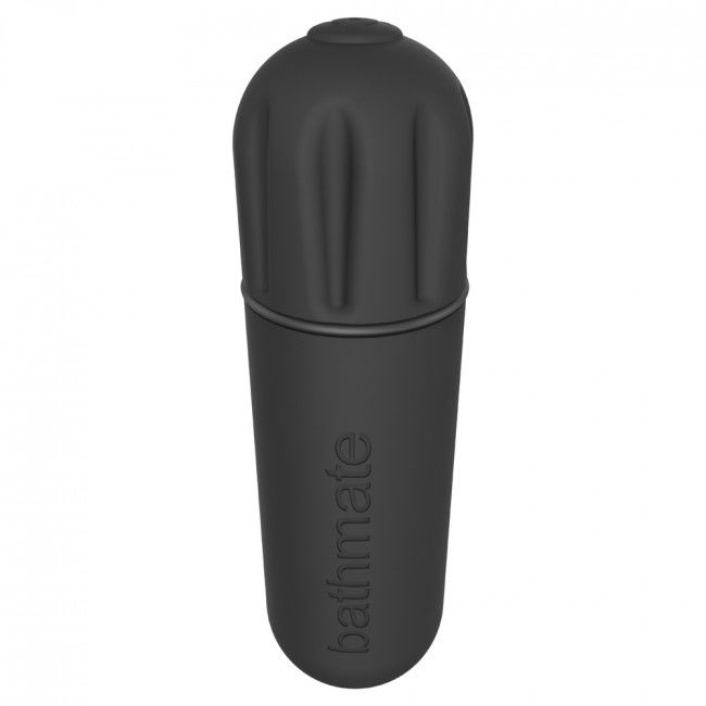 Close-up da Bala Vibratória BATHMATE Vibe Preta Recarregável USB, destacando seu design compacto e elegante.