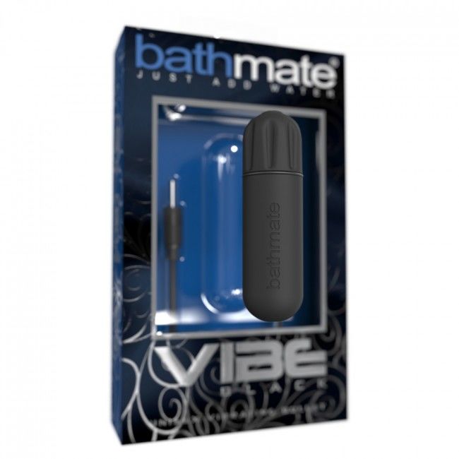 Close-up da Bala Vibratória BATHMATE Vibe Preta Recarregável USB, destacando seu design compacto e elegante.